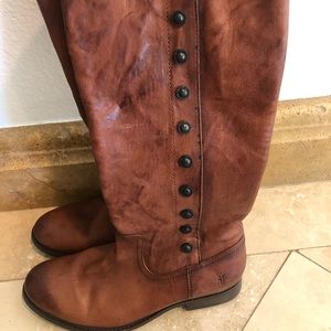 Frye Melissa military cognac boots